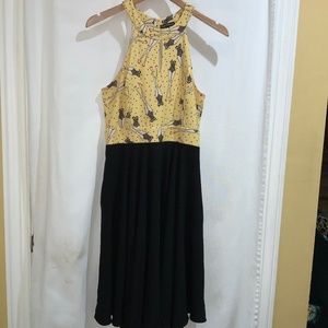 Smak Parlour fit & flare halter dress Sz L bathing beauty print bow back